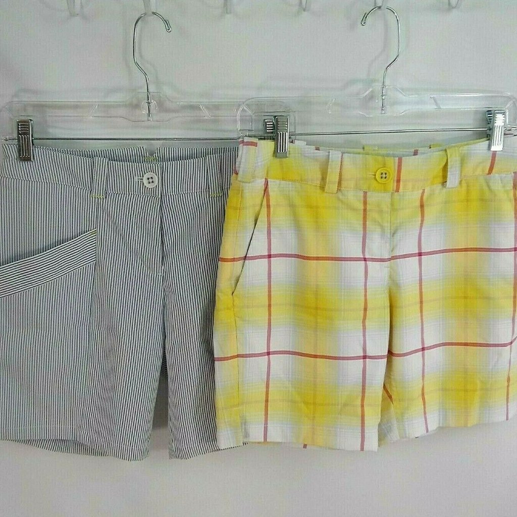 Lot Of 2 Nike Size 2 27" Golf Dri-Fit Shorts Plaid